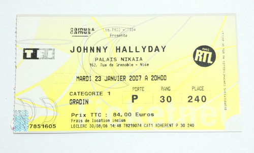 Johnny hallyday billet concert - hallyday,