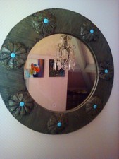 Grand Miroir  Brutaliste Étain Années 60 Era Jansen Maison Charles