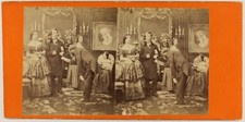 PARIS Second Empire Salon Réception Mode France Photo Stereo c1860 Vintage 