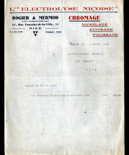 NICE (06) CHROMAGE NICKELAGE / ELECTROLYSE NICOISE "ROGIER & MERMOD" en 1934
