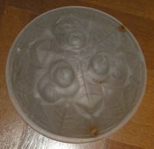 ANCIENNE VASQUE SUSPENSION EN PATE DE VERRE DEGUE Art Déco 1930 DECOR FLEURS