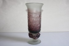 Vase en pâte de verre signé MDINA Malte date 1983, violet, hauteur 24.3 cm