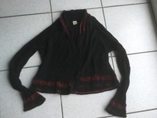 Gilet Indies laine mélangée noire et rouge  taille 4