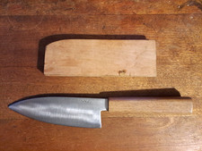 Couteau de cuisine japonais modèle Deba (poisson, généraliste), neuf, étui bois
