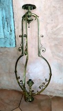 Ancien grand lustre à gaz en bronze ... chandelier gas 19th