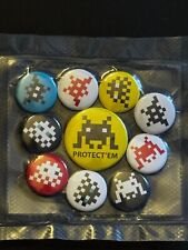Space Invader Set of 10 badges Protect'em 2011 (no map kit invasion guide)