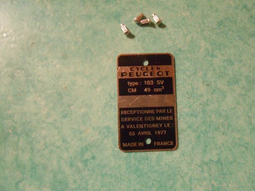 Plaque mines peugeot 103 - 103, sv