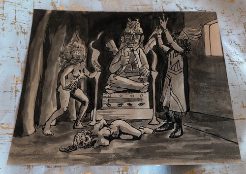 1930 ink wash drawing - 1930's-40's,