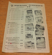 vintage LISTE n°32 des boites prix JEUX suisse STOKYS swiss box STOCKMANN LUZERN