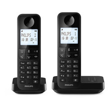 Philips Téléphone Sans Fil D2752B/12 DECT 2 Combinés Interphone Ligne Fixe Ident