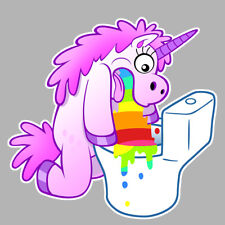 LICORNE ARC EN CIEL VOMIT UNICORN PUKE RAINBOW 10cm AUTOCOLLANT/STICKER (LA052).