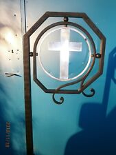 PORTE-ENCENSOIR/H.135 cm/ XXème /FER FORGE/CROIX/EGLISE/MESSE/PRETRE/AUTEL