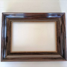 CADRE ANCIEN BOIS MASSIF PEINT IMITATION PLACAGE 32,5X 22 CM VERS 1900/1920 n1