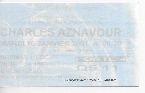 Rare ticket billet concert - de,