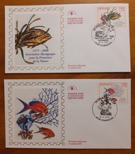 Lot de 2 enveloppes 1er jour sur Soie - LES POISSONS - Monaco - Année 2000