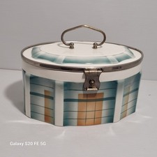 Grande Boîte A Biscuit Faience Ancienne Design French Old Deco