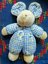 JB2/ DOUDOU PELUCHE VINTAGE SOURIS NOUNOURS BLEU COEUR FRUIT VERT 32 CM TTBE