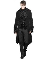 Devil Fashion Homme Manteau Velours Noir Gothique Steampunk Aristocrate Régence