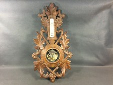 Ancien baromètre thermomètre en bois vintage foret noire déco début 20ème