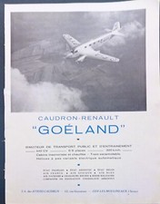 Aviation civile et militaire 1939   Caudron Renault Goeland  Old Publicité
