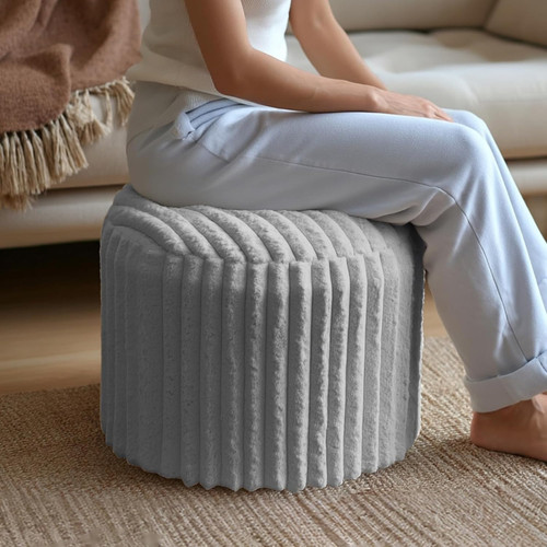 Round stuffed pouf ottoman - round,