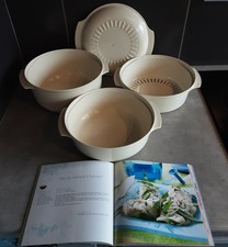 Rare cocotte micro 3 Tupperware 4 pièces et livre de recettes cuisiner micro-ond