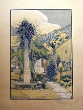 Gravure en couleurs signée et