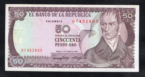 Colombie pesos 1986 etat - 50,