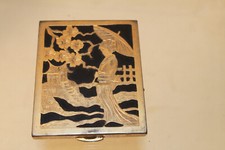 Ancien poudrier de poche en métal à compartiments 1960