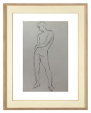 Très Beau Dessin de Marca Nu Masculin Nude  Ecole de Paris 1960 (159)