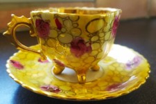 VINTAGE BELLE TASSE DESIGN 1950's /1960's ENGLAND PORCELAINE FINE DORÉ BEL ÉTAT 