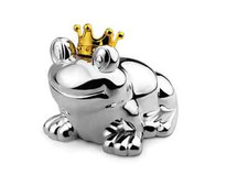 Tirelire Roi Grenouille Tirelire Argenté Cadeau de Baptême avec Gravure