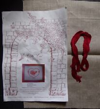 § kit broderie points comptés COTE LAC :  le tétras - rouge sur lin brut