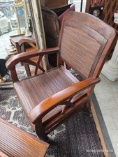 paire de fauteuils bois osier style colonial