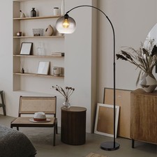 Lampe Sur Pied Lampe Arc Lampe De Salle À Manger Réglable En Verre Fumé H 196CM