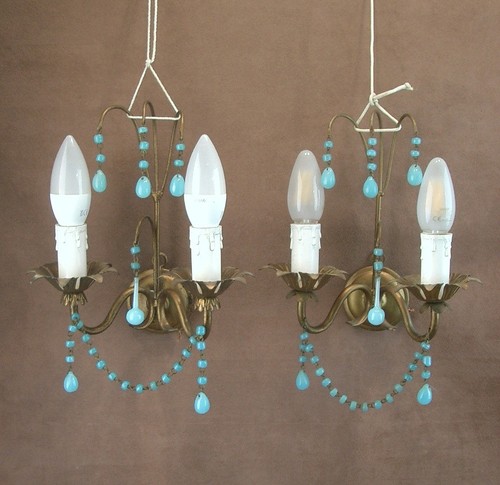 Paire appliques laiton - laiton, et