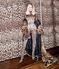 SONIA RYKIEL Long Manteau Fourrure Rex Façon Léopard T40/42/+