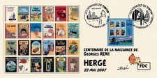 FRANCE 2007 FDC carte TINTIN Kuifje Tim HERGE cachet GUEBWILLER Haut-Rhin CV