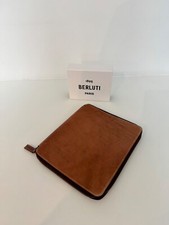 Rare Berluti Pochette zippée Cuir marron clair 24 cm x 21cm