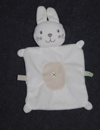 Doudou plat lapin blanc - plat,