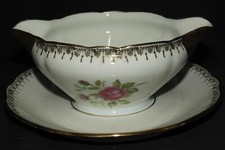 * Service Porcelaine fine FRANCE : SAUCIERE (fleurs & dorures) type Limoges
