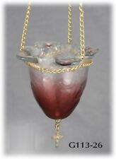 Lampe à bougie orthodoxe veillée à huile en verre fusionné fait main chrétien...