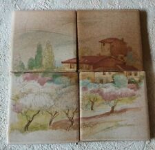 Décors scène maison provençale en céramique 4 carreaux  n°1