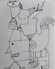 André Mathiau (1933-2013) - art brut (054) - encre