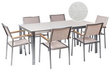 Ensemble de Repas de Jardin Blanc 6 Chaises Plateau de Verre Cosoleto/Grosseto
