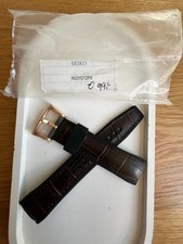 Seiko Genuine Strap R037012P0 NOS 22mm Crocodile Leather Stainless Steel Buckle