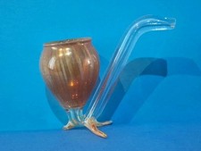 Ancienne pipe à alcool cognac digestif en verre soufflée HT 7,5 cm LG 9 cm 
