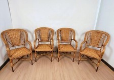 Suite de 4 fauteuils En Rotin, Milieu XXème Siècle