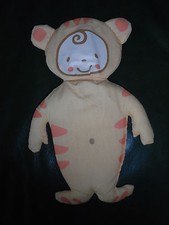 Doudou Plat Vert Baudet Katherine Roumanoff Personnage Garcon Tigre Orange