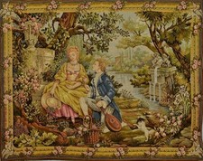 Tapisserie Française Divine Vintage Suspension Murale, Romantique Petit Trianon Scène Jardin